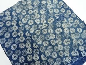 アンティーク　木綿本藍型染菊模様二巾